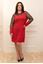 Picture of PLUS SIZE RED DRESS WITH CHIFFON POLKA DOT SLEEVE
